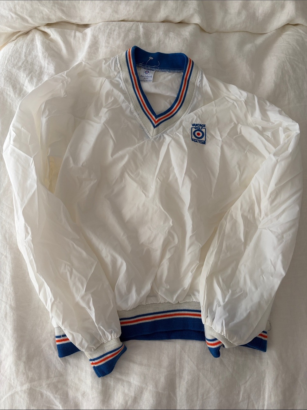 White Vintage Golf Windbreaker Pullover Medium